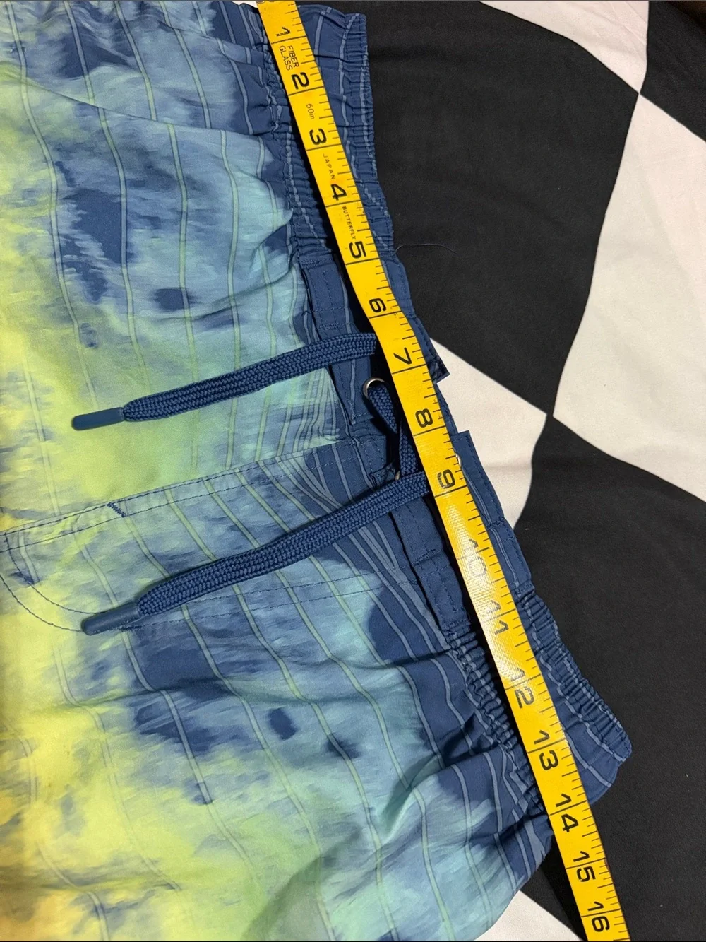 Men's Blue Tie-Dye Stripe Swim Trunks S
